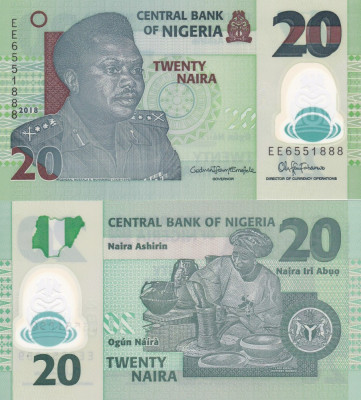Nigeria 20 Naira 2018 P-34n UNC foto