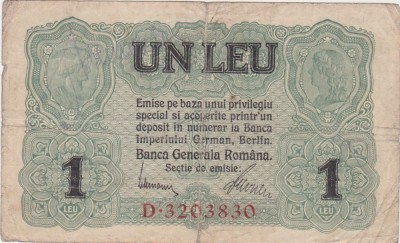 ROMANIA 1 LEU BGR 1917 F foto