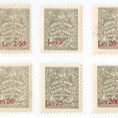 *Romania, lot 850 cu 6 timbre fiscale locale judetul Bihor, 1926, MNH