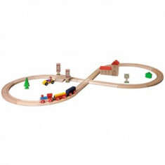 Set din lemn Fun Eichhorn Tren cu sina in forma 8 si accesorii foto