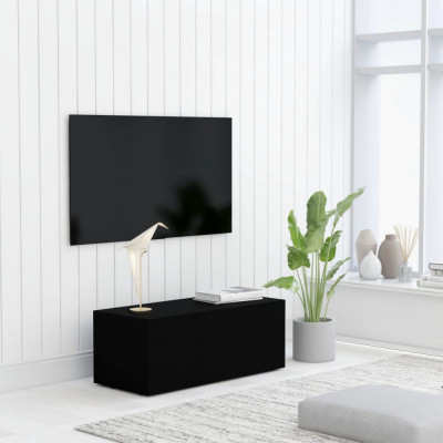 vidaXL Comodă TV, negru, 80 x 34 x 30 cm, PAL foto