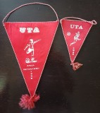 NI3D-122 Fanioane fotbal UTA, Arad, perioada comunistă, lot de 2 bucăți