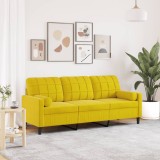 Cumpara ieftin Canapea cu 3 locuri cu pernuțe, galben, 180 cm, catifea