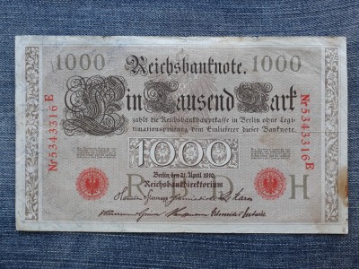 1000 Mark 1910 Germania / portocalie / seria 5343316 foto