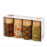 Cumpara ieftin Set 4 Tuburi Decorative cu Scobitori din Lemn OTI,160 Buc/Tub, Scobitori din Lemn, Scobitori pentru Petreceri, Scobitori pentru Aperitive, Scobitori F