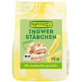 Betigase Zaharate de Ghimbir Bio Rapunzel 100g - Gustare Exotica, Vegan, Fara Conservanti