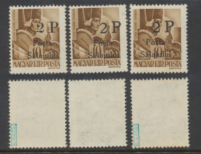 1945 Posta Salajului lot 3x timbru local original 2P/10f MNH tipuri diferite