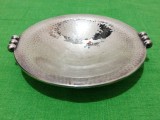 Superb Bol ART DECO cu anse , ARGINTAT , marcat , anii 1940 , fructiera