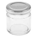 Borcan din sticla, cu capac metalic, transparent, 55ml, 5x5 cm, Oem