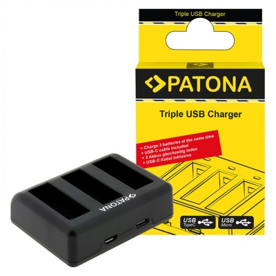 &amp;Icirc;ncărcător triplu PATONA pentru DJI Osmo Action 3, DJI Osmo Action 4 - 1422 foto