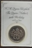 (S) MONEDE ANGLIA - 5 POUNDS 1990, IN BLISTER, ANIV. REGINEI MAMA ELIZABETH