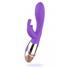 Vibrator Rabbit Viora 10 Moduri Vibratii Silicon USB Mov/Auriu 19.5 cm