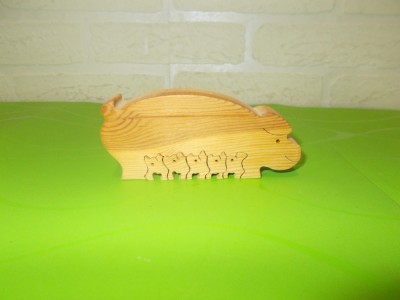 PUZZLE din LEMN de pin nordic , purcelusi , Made in Sweden foto