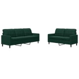 Cumpara ieftin Set de canapele cu perne, 2 piese, verde inchis, catifea