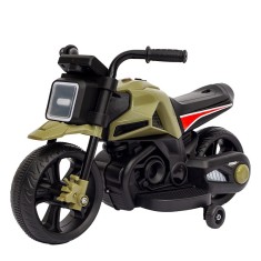 Motocicleta Electrica cu 2 Roti Mari si 2 Ajutatoare, Flippy, Acumulator Incarcare, Anti-Rasturnare, Lumini, Verde Negru foto