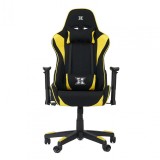 Scaun gaming X by Serioux, Torin, ajustabil, material textil, negru si galben