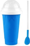 Pahar pentru Facut Slushy, MilkShake si Suc Inghetat, Compatibil Congelator, 250ml cu Lingura si Pai 2in1, Silicon Premium, Albastru, CBD CORAL BEST D