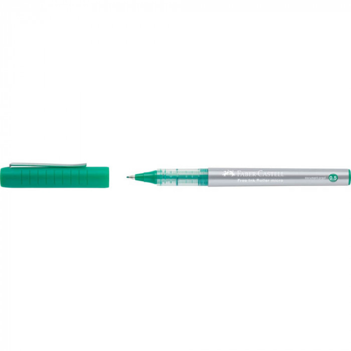 Roller Free Ink Faber-Castell, Varf 0.5 mm, Mina Verde, Roller cu Gel, Roller Gel, Roller Free Ink, Roller Faber-Castell, Rollere Faber-Castell, Rolle