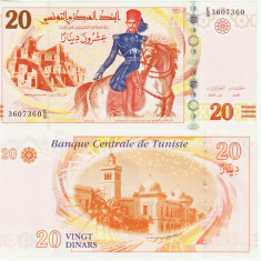 TUNISIA █ bancnota █ 20 Dinars █ 2011 █ P-93b █ UNC █ necirculata