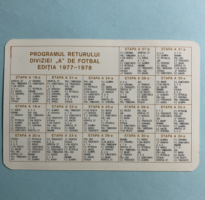 Calendar 1978 programul returului diviziei Ade fotbal 1977-1978 foto