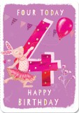 Felicitare - 4th Birthday - Fete - Model 2 | Ling Design