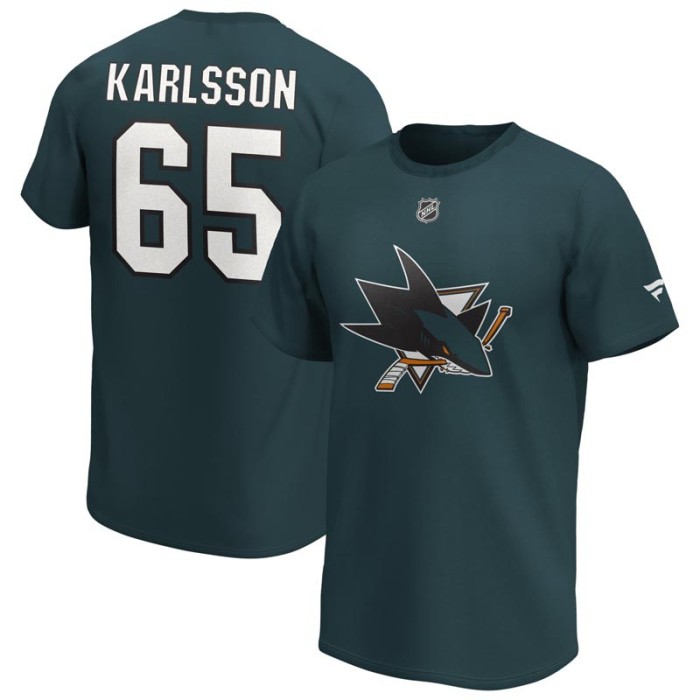 San Jose Sharks tricou de bărbați Erik Karlsson Iconic Name &amp;amp; Number Graphic - XS