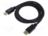 Cablu DisplayPort 3m Goobay, mufă DisplayPort la DisplayPort, negru, PVC, aurit, 8K, 4K, HDR, HDCP 2.2, DisplayPort 2.0