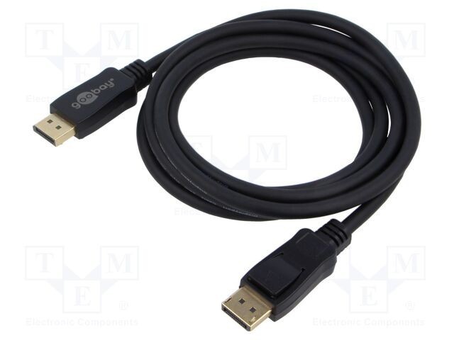 Cablu DisplayPort 3m Goobay, mufă DisplayPort la DisplayPort, negru, PVC, aurit, 8K, 4K, HDR, HDCP 2.2, DisplayPort 2.0