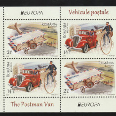 Romania 2013-Europa,Vehicule postale,bloc (I) 2 serii , dantelate,MNH,