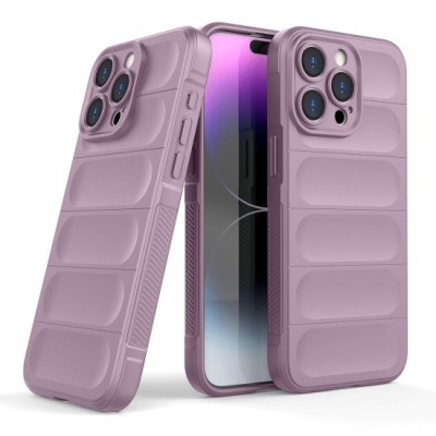 Husa wave, compatibila cu IPhone 14 Pro Max, Grip Anti-Soc, Tpu, Light Purple foto