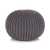 Puf tricotat manual, bumbac, 50 x 35 cm, gri
