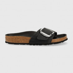 Birkenstock slapi de piele Madrid femei, culoarea negru, 1006522