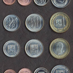 VENEZUELA SET COMPLET MONEDE 1, 5, 10, 12 1/2, 25, 50 Ct 1 Bolivar 2007-2012 UNC