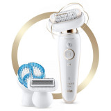 Epilator Braun Silk-&eacute;pil 9 Flex 9010 40 pensete Wet &amp;amp; Dry SensoSmart Micro-Grip Alb