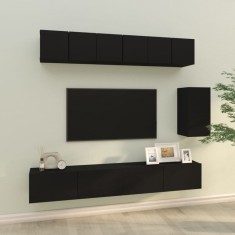 vidaXL Set dulap TV, 6 piese, negru, lemn prelucrat foto