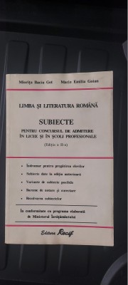 LIMBA SI LITERATURA ROMANA SUBIECTE ADMITERE LICEE SI SCOLI PROFESIONALE GOIAN foto