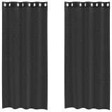 Cumpara ieftin Perdele Voile cu Oeli 2 buc Negru 140x225 cm