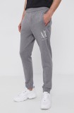 Armani Exchange Pantaloni bărbați, culoarea gri, material neted
