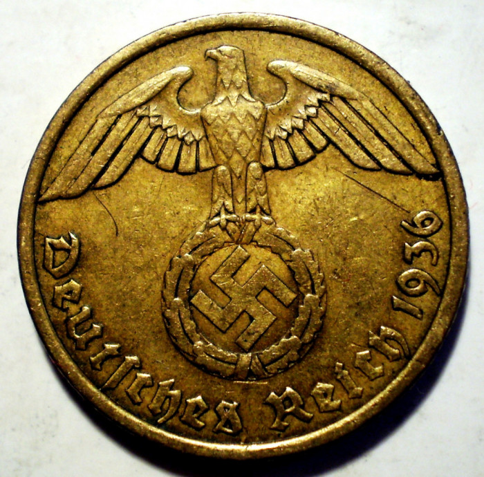 D.018 GERMANIA 10 REICHSPFENNIG 1936 A RARA