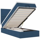 Cumpara ieftin Pat otoman cu saltea si LED-uri albastru 100x200 cm tesatura