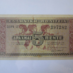 Grecia 5 Drahme 1941