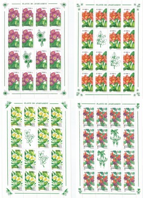 Romania, LP 1510b/2000, Plante de apartament, coli mici cu 2 viniete, MNH foto