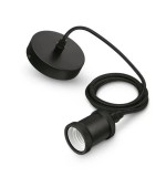 Pendul Philips Modern Black, E27, max. 40W, textil/Metal, IP20, &Oslash;169mm