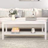 VidaXL Măsuță de cafea, alb, 110x55x45 cm, lemn masiv de pin
