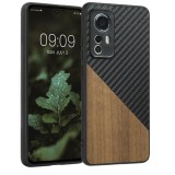 Husa Kwmobile pentru Xiaomi 12/12X, Lemn, Maro/Negru, 58201.01, Carcasa