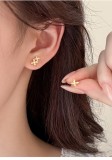 Cumpara ieftin Cercei Stud din Argint 925 Placati cu Aur , zSatin Blossom, , Cu Design Floral Asimetric E i Zirconiu