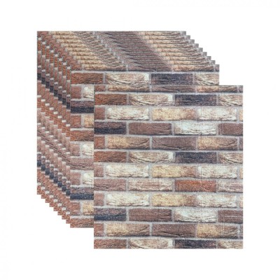 Set 10 x Placi de tapet 3D, autoadeziv autocolant, spuma moale, design modern, pentru interior, 70x77 cm, 5.39 mp foto