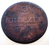 7.153 AUSTRIA 2 KREUZER 1851 G, Europa, Cupru (arama)