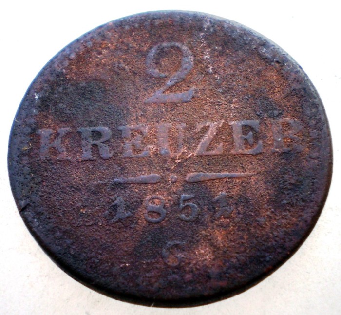 7.153 AUSTRIA 2 KREUZER 1851 G