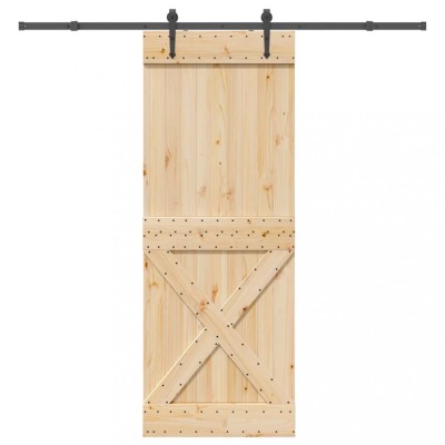 vidaXL Ușă glisantă cu set de feronerie 85x210 cm, lemn masiv de pin 3332792 foto